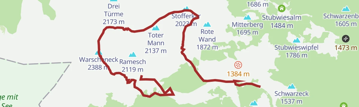 Route map: Warscheneck Südostgrat (Klettersteig)